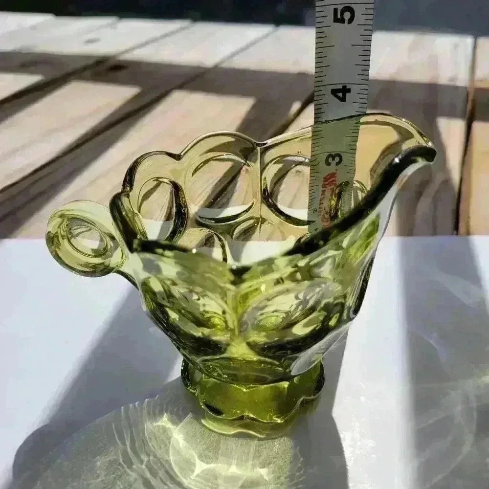 COPY - Set Of 2 Vintage Imperial Green Glossy Glass Creamer & Sugar - Picture 10 of 12